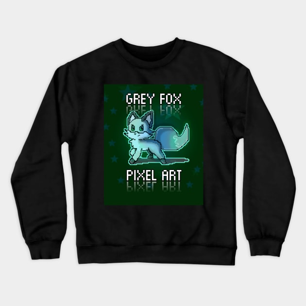 Cute Grey Fox Pixel Art - Gamer Sprites Digital Art Lovers Crewneck Sweatshirt by MaystarUniverse